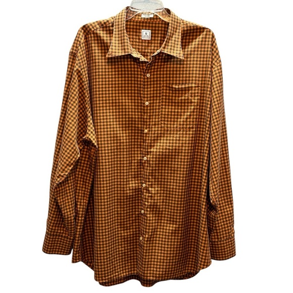 Peter Millar Button Down Shirt Men’s Orange Gingham Long XXL Golf Athleisure - Picture 1 of 8